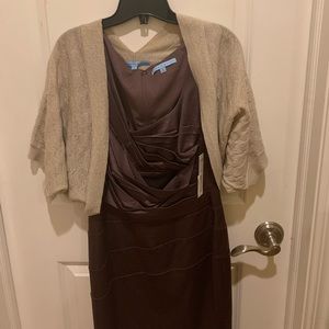 Plum knee length dress for formal occasions